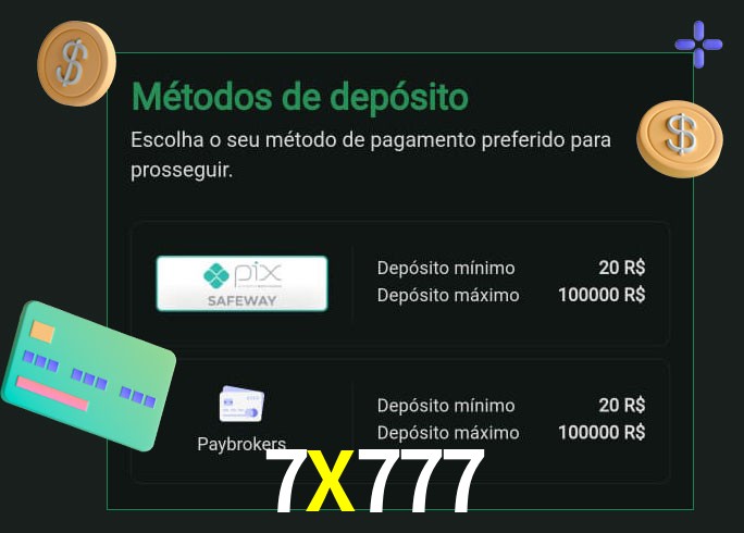 O cassino 7X777 oferece uma grande variedade de métodos de pagamento